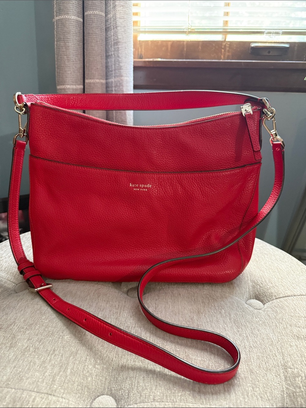 kate spade Red Pebbled Leather Crossbody Bag